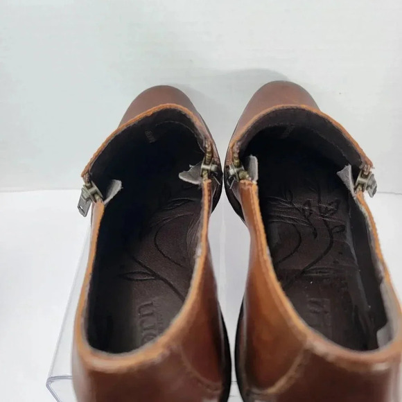 Born Womens 10 Brown Elliot Heeled Zipper Clogs‎ Mules Normcore Academia Casual - Picture 10 of 13